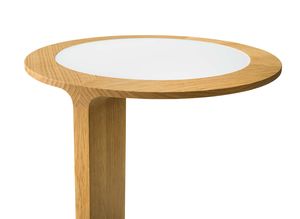 Designer-loup side tables with glass or leather