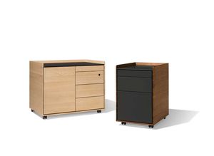 Cassettiera per scrivania in rovere olio bianco e noce per wohnoffice