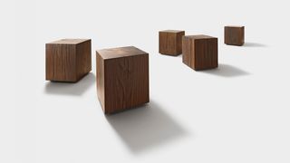 Side table oak blocks smoked