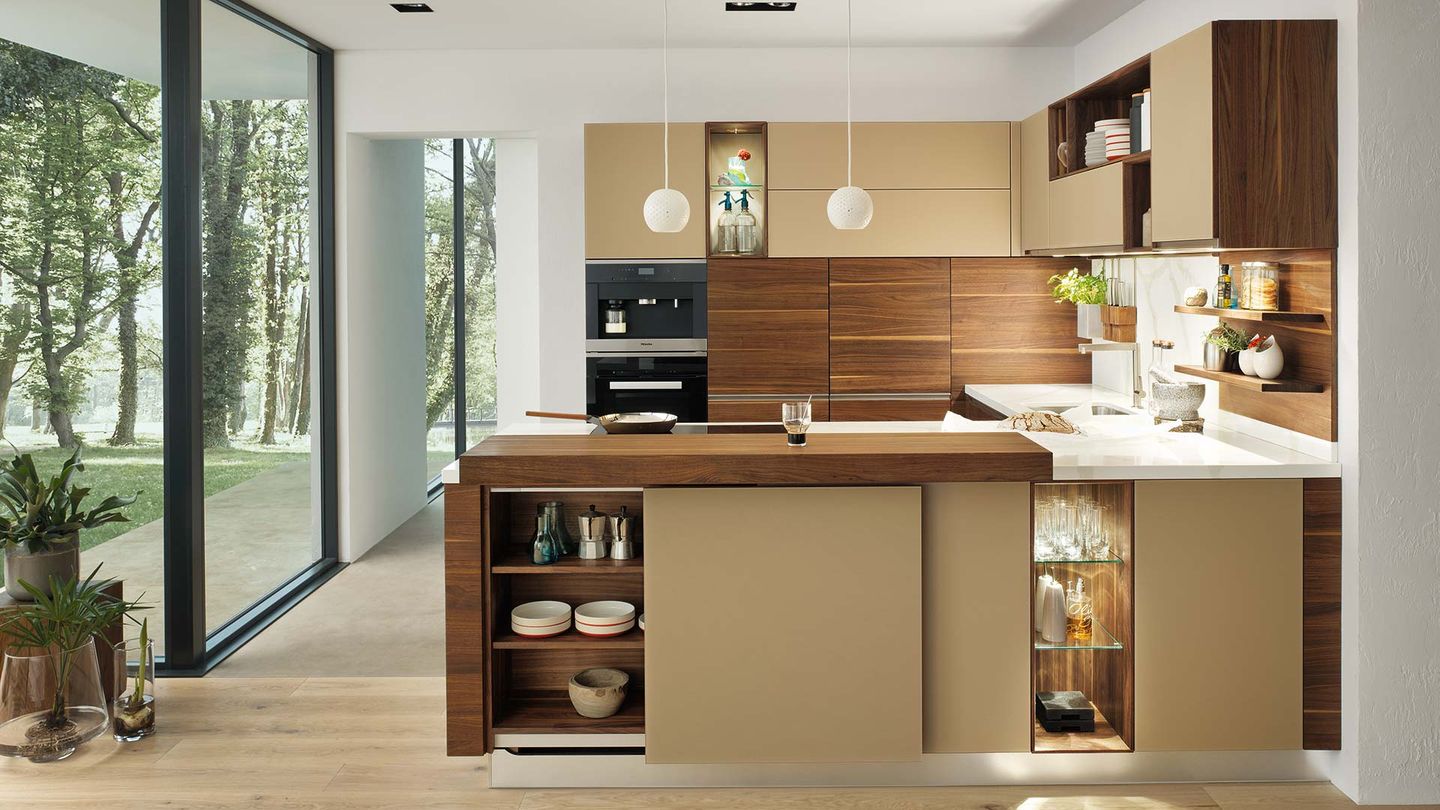 linee solid wood kitchen in walnut 