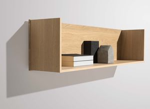 U-shelf as bookend made of resilient solid wood 