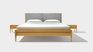 Letto mylon con comodino in legno naturale di rovere - fronte