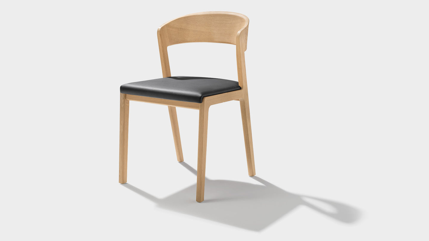 mylon chair with upholstered seat in leather