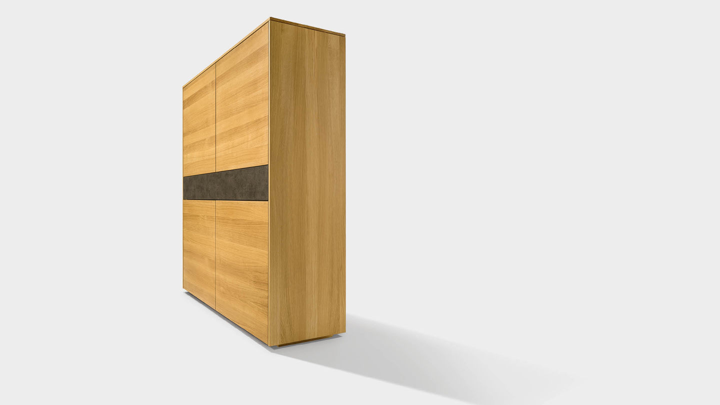 Highboard filigno in Eiche mit Keramikelementen