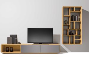 Elemento di design graphic in rovere con parete attrezzata filigno di TEAM 7