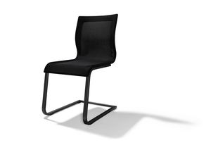 Esszimmerstuhl magnum Freischwinger Stricktex in Schwarz mit Gestell Schwarz matt