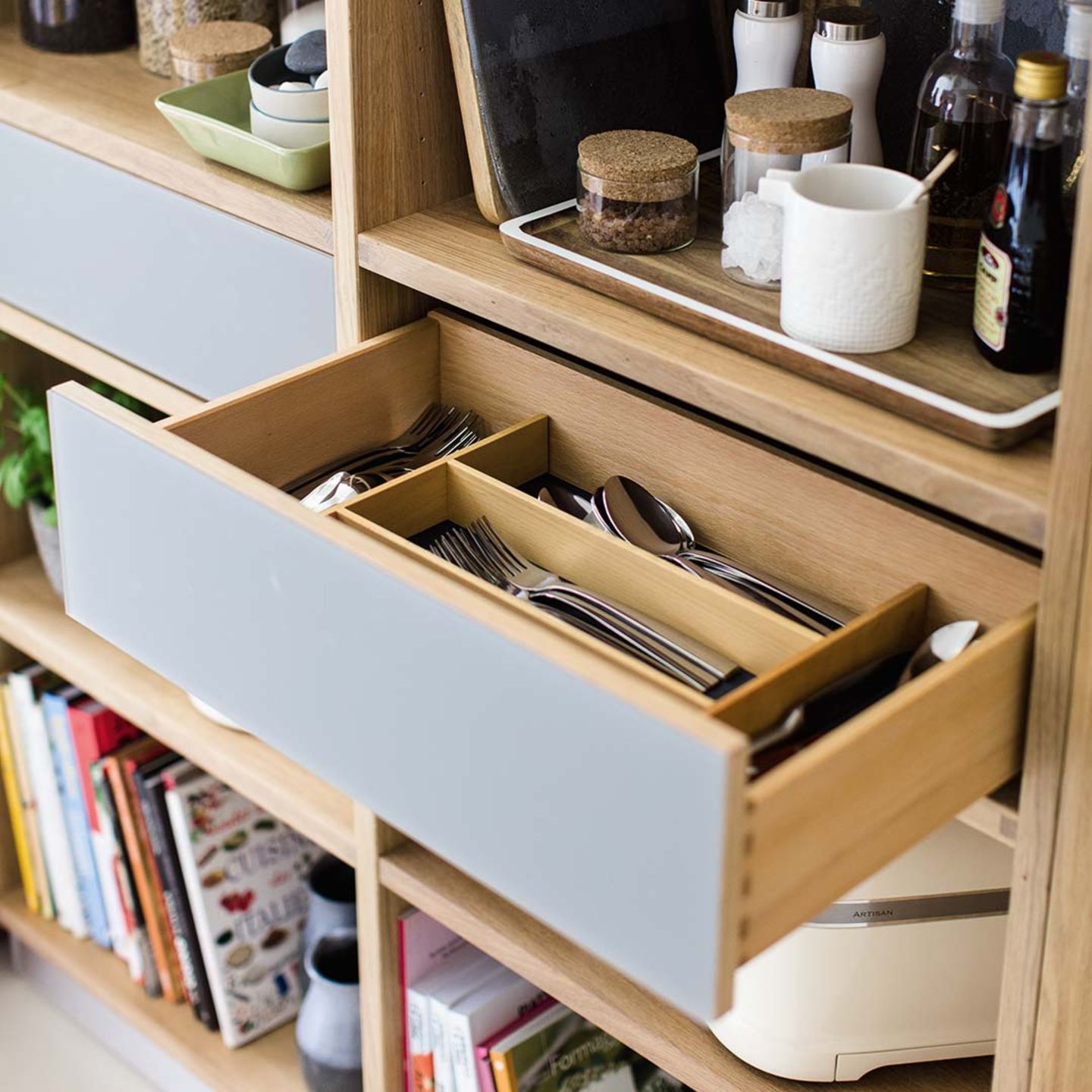 cubus shelf made of solid wood with drawer