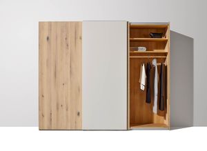 soft Schwebetürenschrank geöffnet von TEAM 7 in Eiche Weißöl
