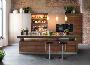 k7 kitchen island in solid wood with fronts that have been sorted by hand