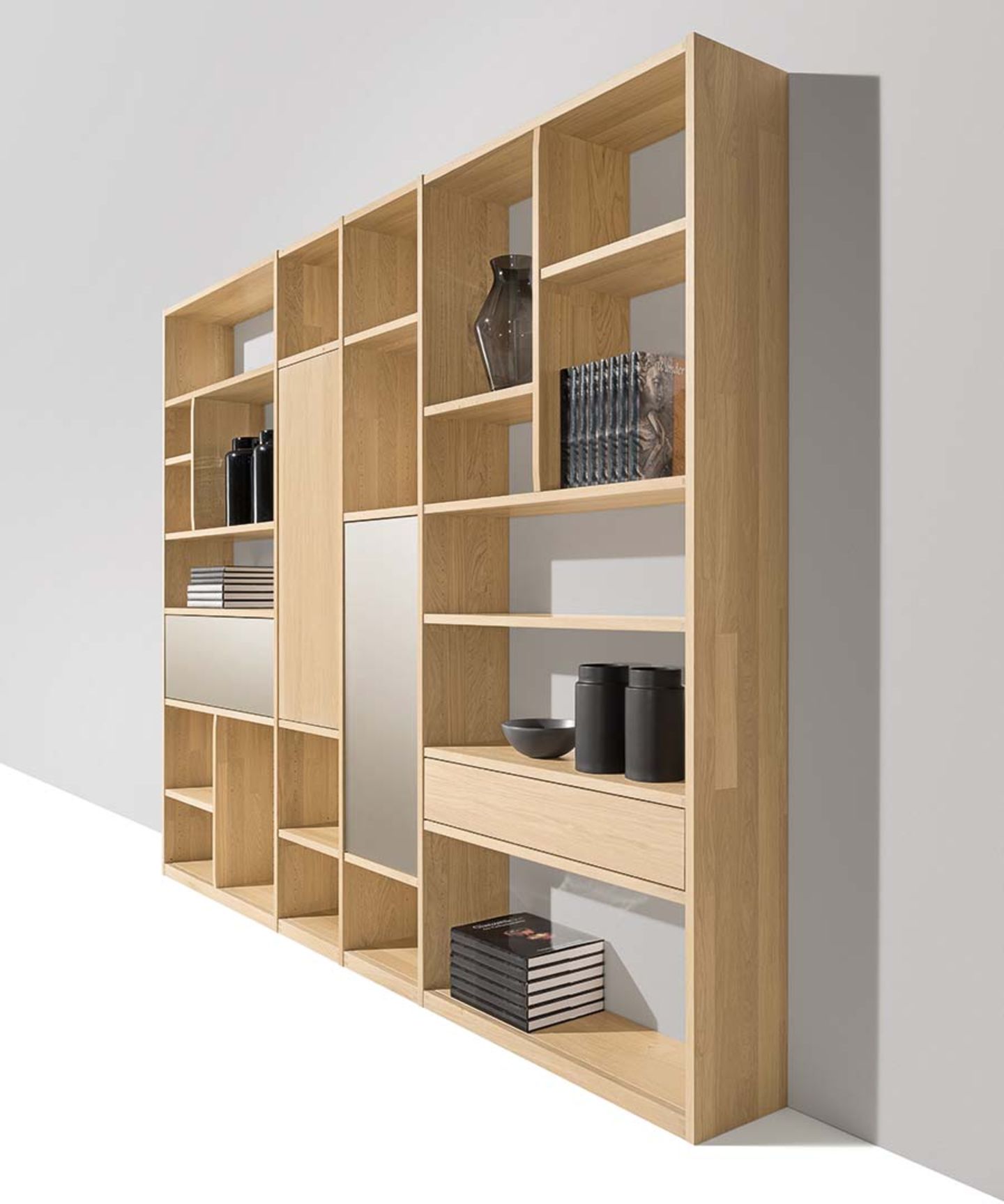 cubus shelf made of solid wood with glass 