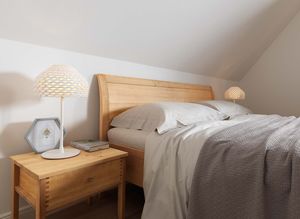 Wood bed with sesam bedside cabinet