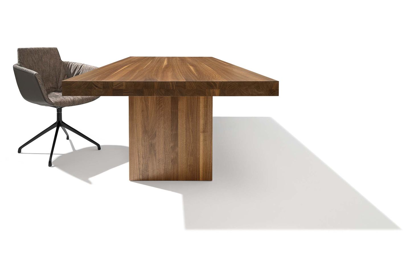 tema table with solid wood panel base in walnut 