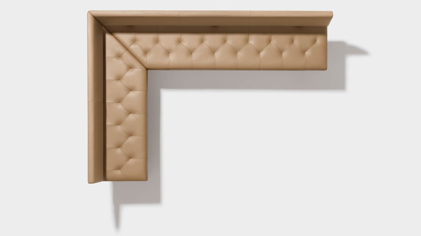 yps corner bench in leather from above