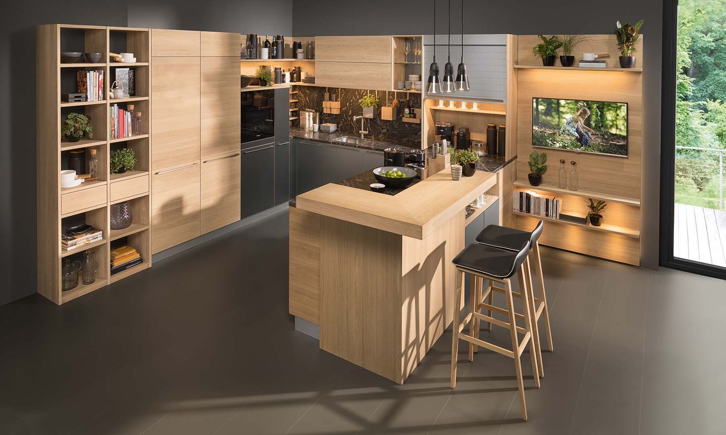 cucina linee legno rovere