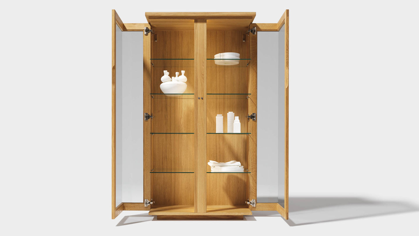 cubus display cabinet of solid wood in oak, open