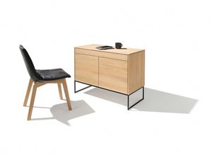 filigno writing desk in oak white oil with metal frame base in matt black by TEAM 7