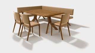 Chaise en bois naturel eviva avec table fixe yps et banc