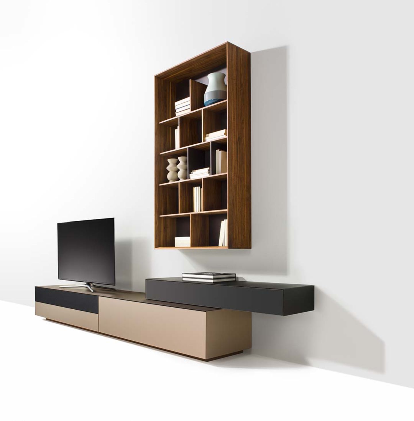 cubus pure wall unit with design elements in walnut