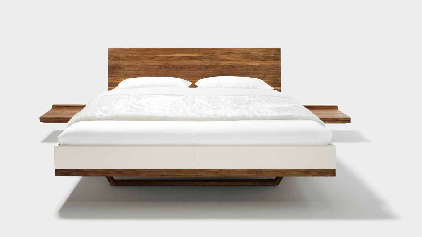 riletto bed with consoles made of solid wood