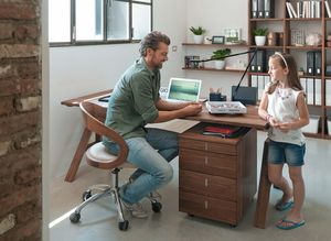 Bureau atelier ajustable en hauteur avec caisson sur roulettes