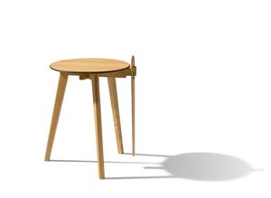 hi! side table with design shoehorn made of solid wood