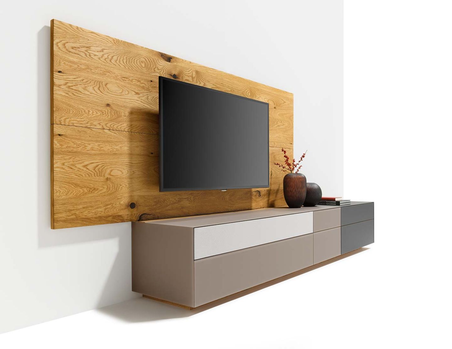 cubus pure wall unit with solid wood rear wall