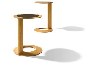 Designer-loup side tables with glass or leather