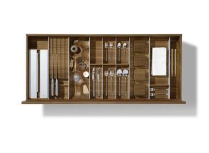 interiors for kitchen drawers in walnut made of solid wood