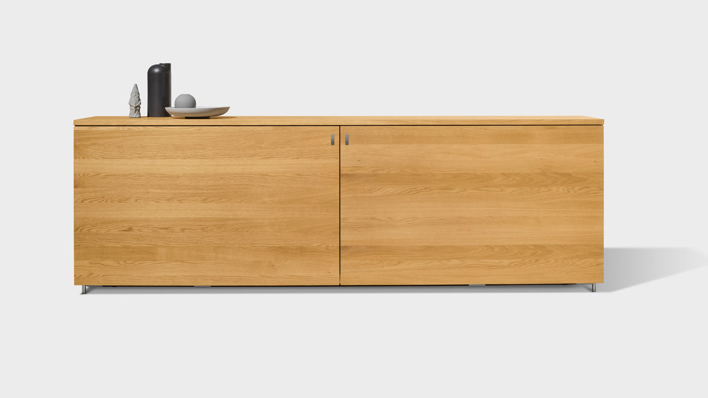 Sideboard cubus aus massivem Holz in Eiche