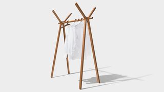 hood+ clothes rack in walnut