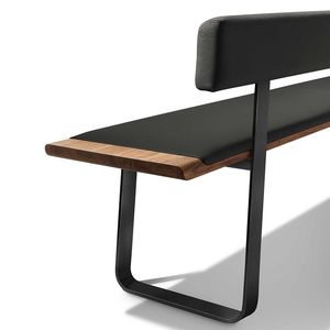 Banc de salle à manger nox avec patins métalliques et cuir noir