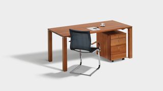 Bureau cubus en bois naturel avec chaise cantilever magnum